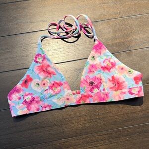Victoria's Secret Floral Bikini Top - Pink and Blue
